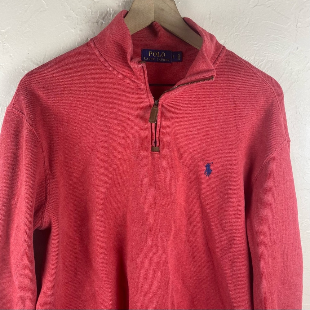 Polo Ralph Lauren Sweater Quarter Zip Pullover Sweater Large Red - Picture 2 of 10
